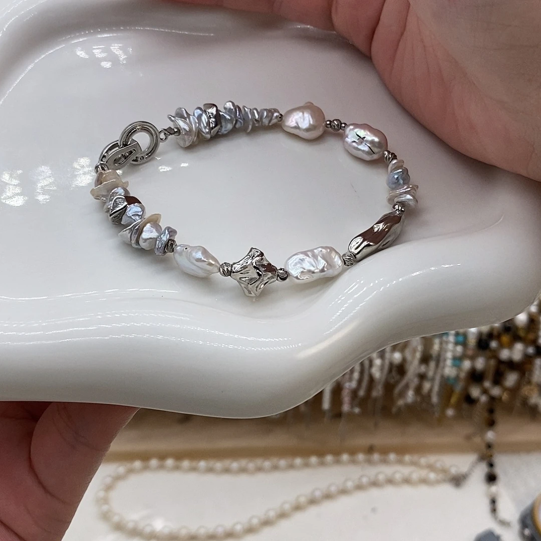 银S925镶嵌淡水珍珠耳饰