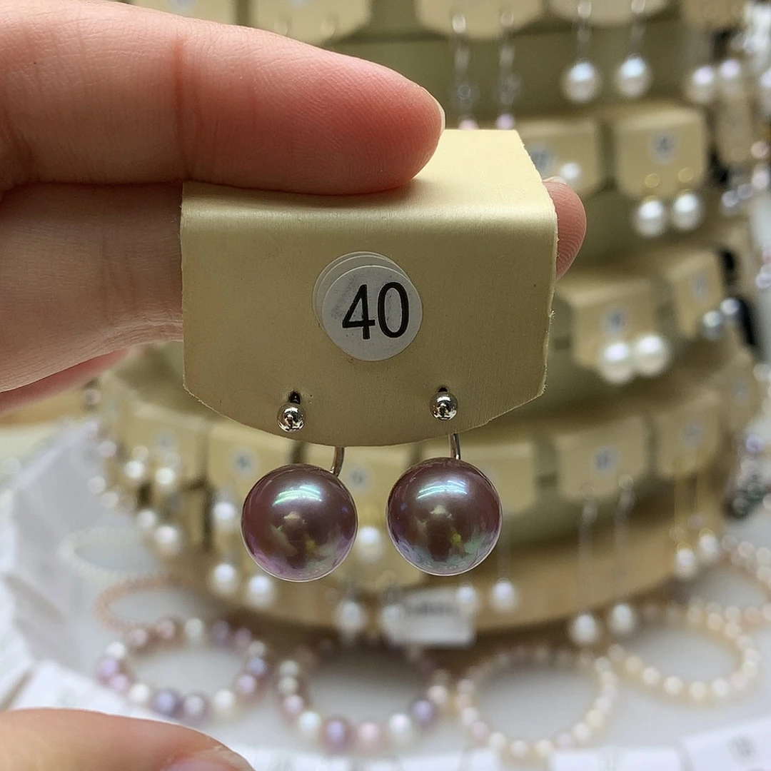 银S925镶嵌淡水珍珠耳饰12