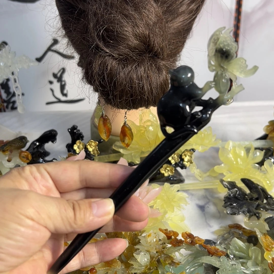 蛇纹石玉未镶嵌发饰