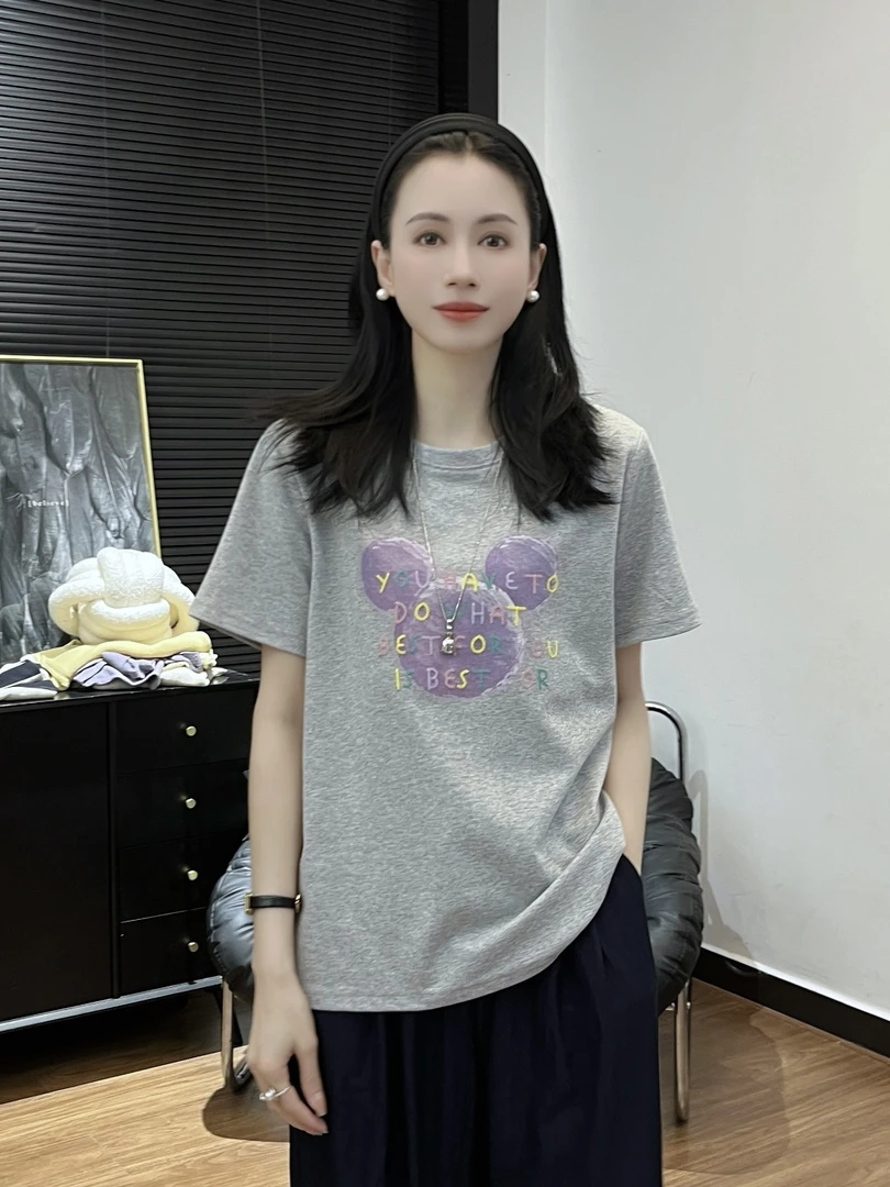 【Si&华严选】美式趣味设计感涂鸦米奇拼色短袖宽松休闲T恤25625