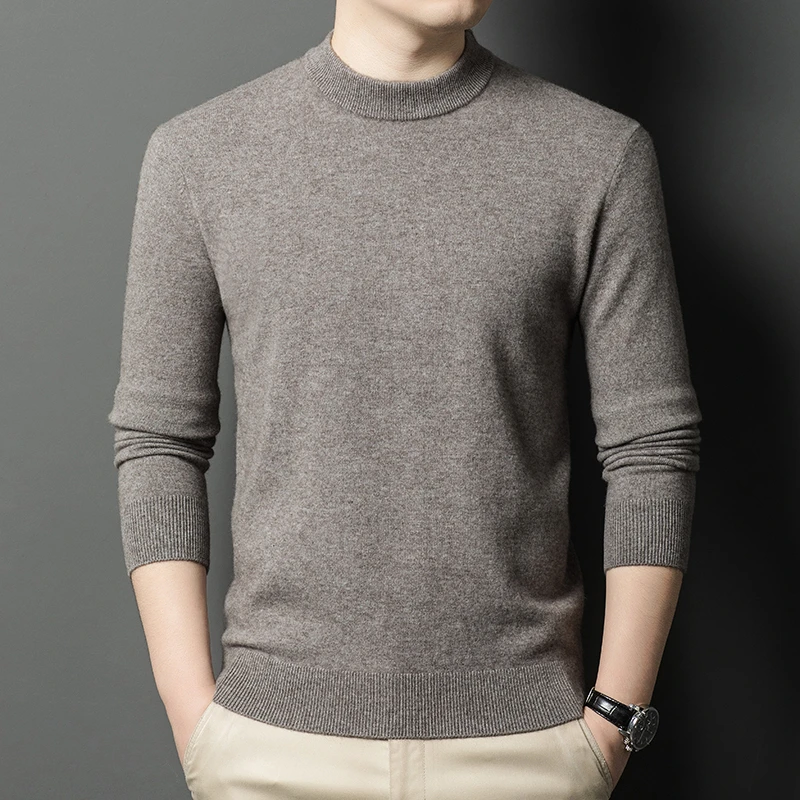 【15%牦牛绒】圆领纯色男士休闲打底衫时尚百搭秋冬季羊毛衫