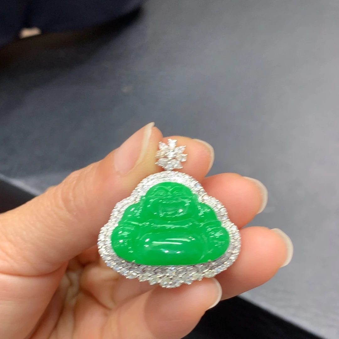 翡翠18K金镶嵌吊坠(不含链)