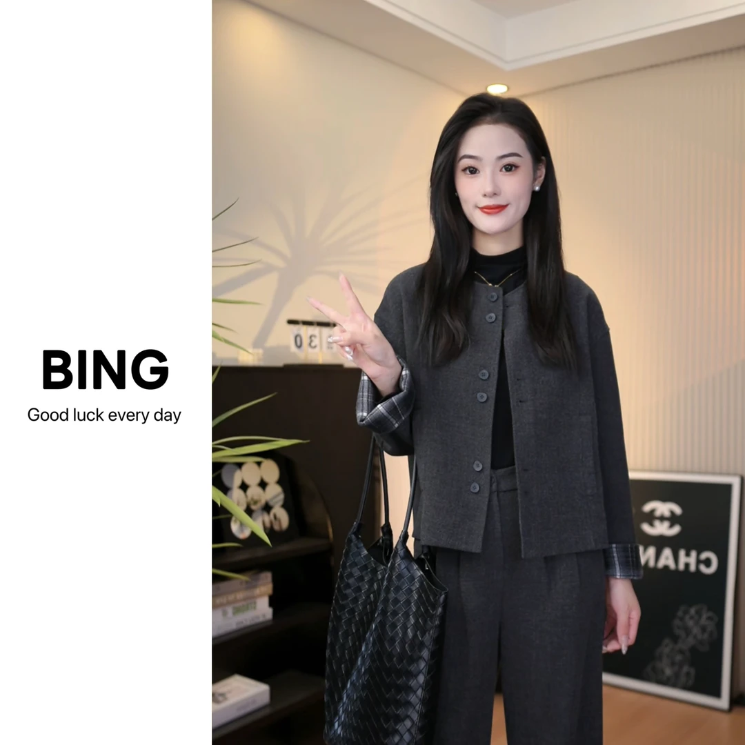 原宿风慵懒风休闲风套装时尚时尚套装开衫百搭气质网红668