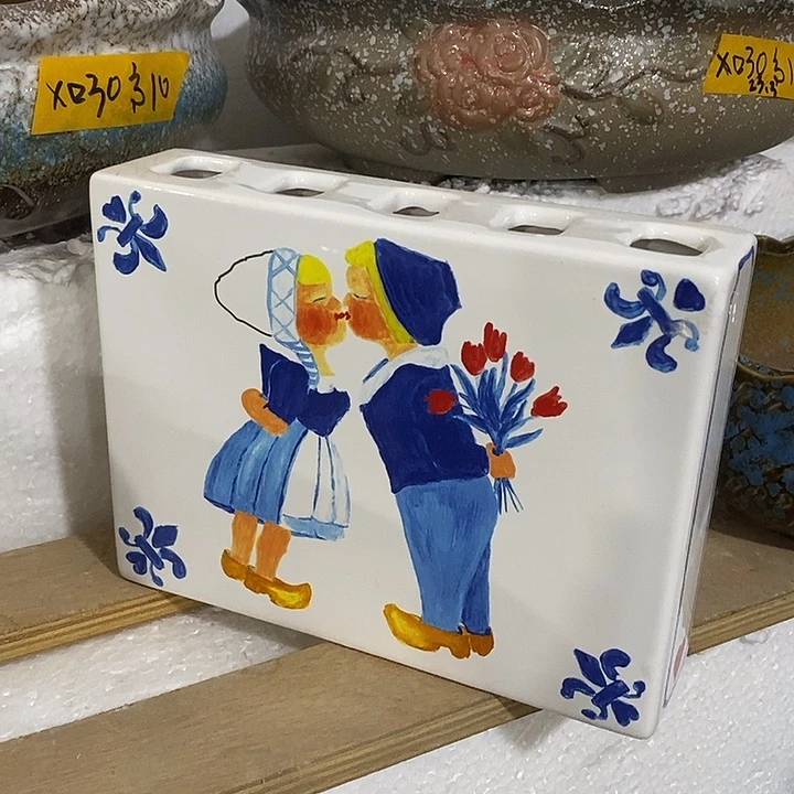 陶盆有孔 瑕疵针孔漏釉介意勿拍口 高15