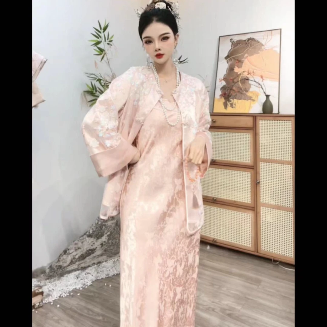 夏维莲2025新款春季新中式民风复古时尚提花连衣裙（2085+2086）