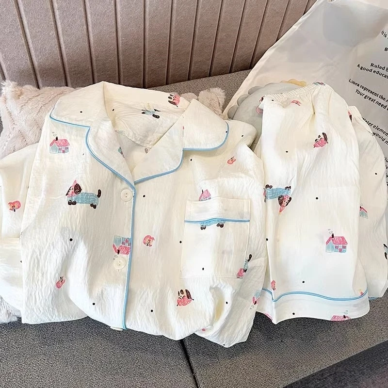 云朵棉韩版睡衣女夏季短袖腊肠狗日系可爱卡通学生爆款宽松家居服