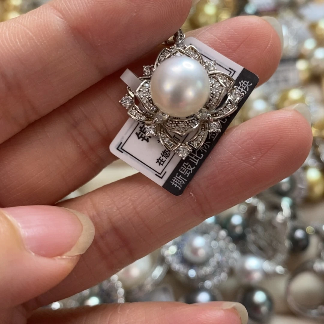 海水珍珠银S925镶嵌颈饰