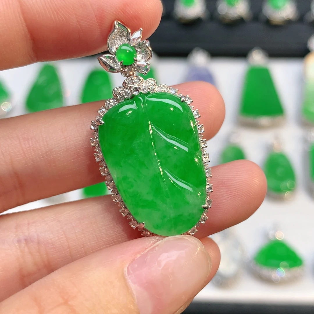 翡翠18K金镶嵌吊坠(不含链)