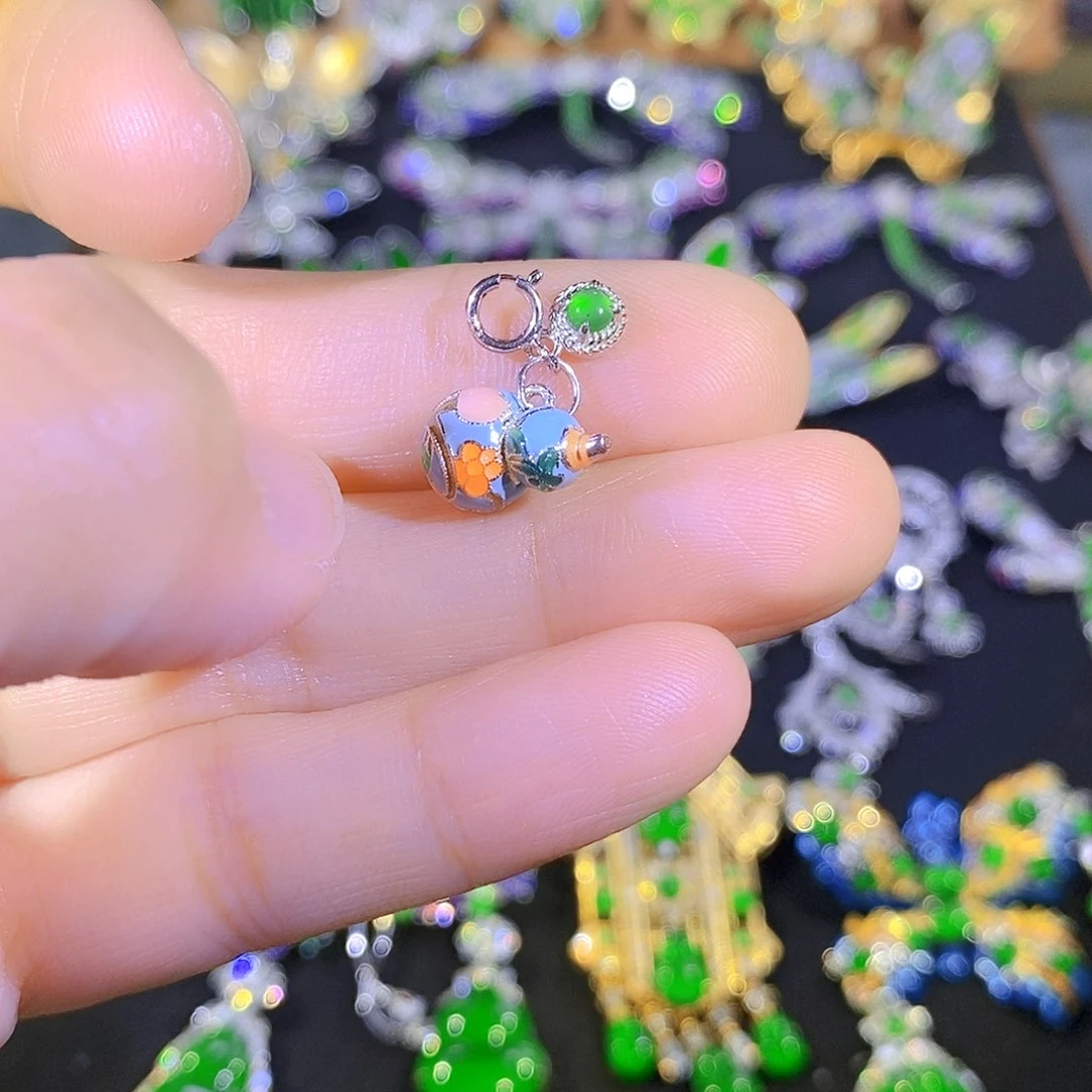 吊坠(不含链)银S925镶嵌翡翠