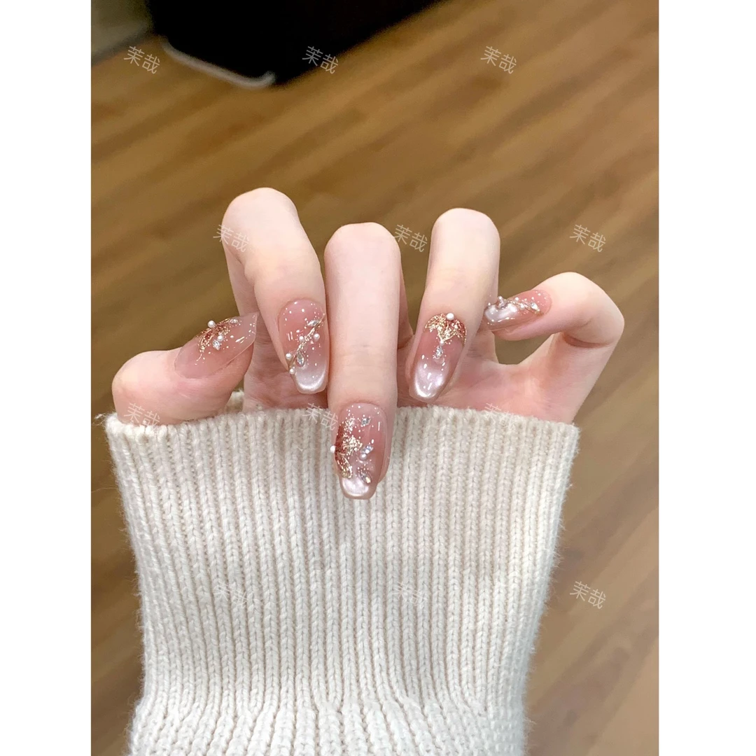 茉哉VIP专属【金缕花盏】【非遗设计师款】纯手工美甲拆卸穿戴甲A4964