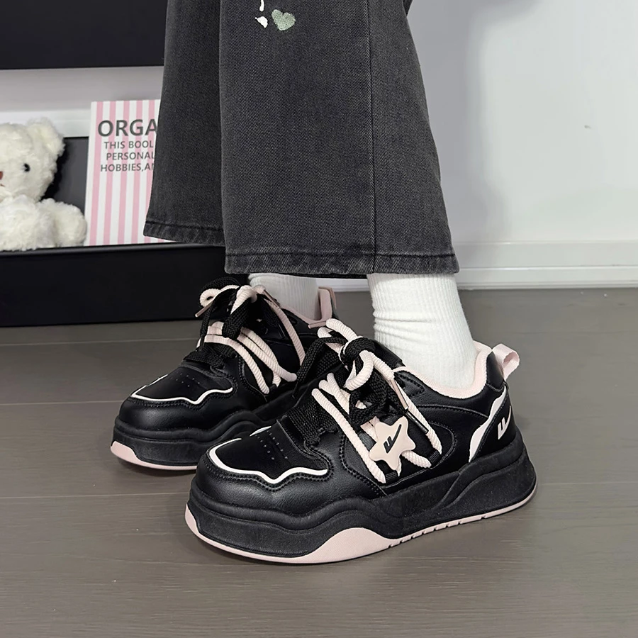 回力黑粉星星板鞋女2025新款厚底百搭甜酷休闲鞋美式复古小白鞋女