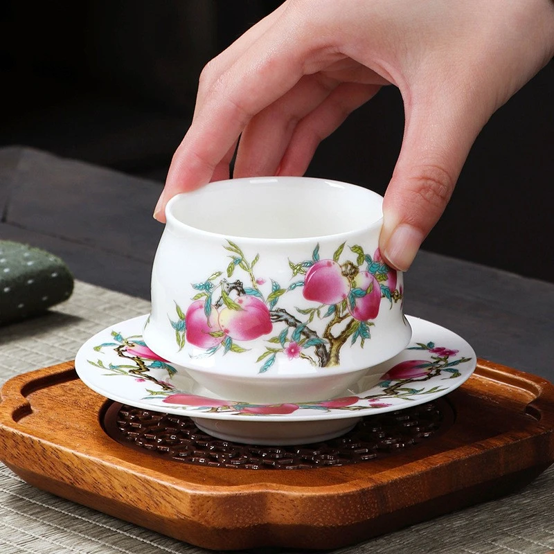 当代 G1274-羊脂玉瓷茶杯玉瓷主人杯瓷茶具品茗杯单杯转转主人杯