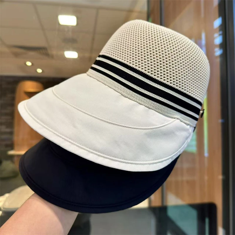 春夏季新款镂空透气渔夫帽子女宽檐显脸小户外百搭遮阳防晒鸭舌帽