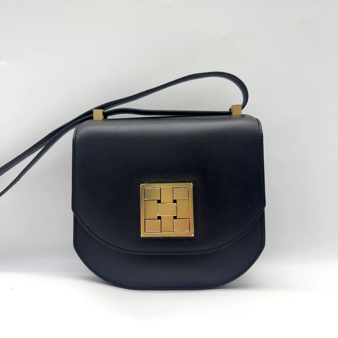 99新 Hermes/爱马仕 马赛克单肩包黑金C刻