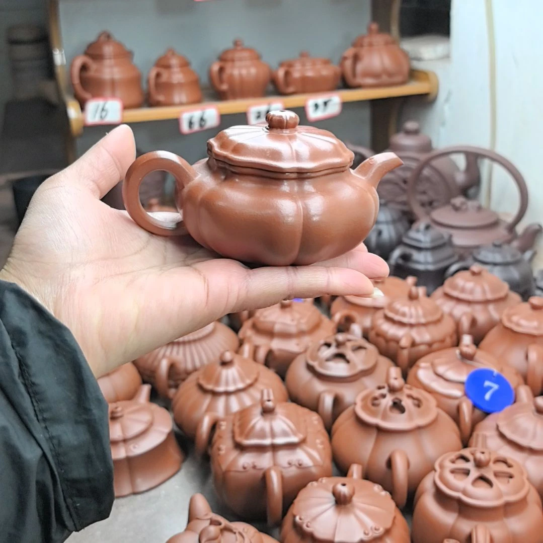 勇***8紫砂茶壶朱泥筋纹葵仿古160cc