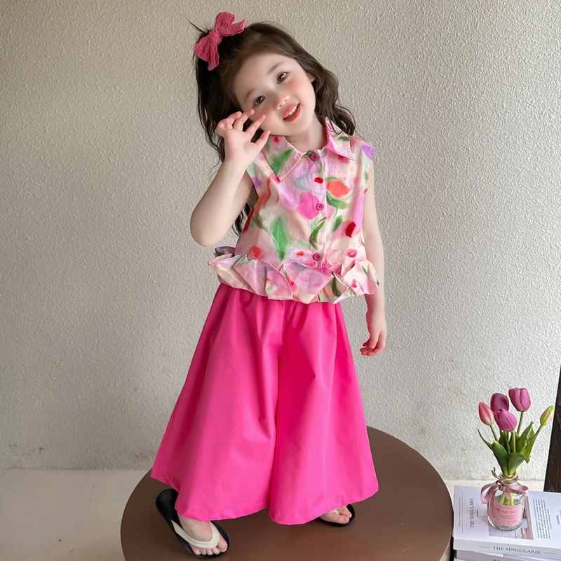 女童碎花套装2025新款儿童夏装韩版洋气甜美女宝宝夏季时髦两件套