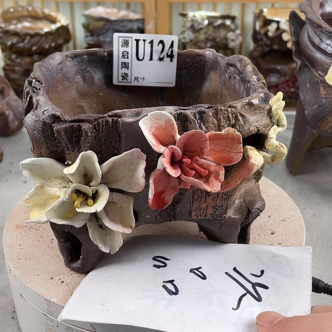 紫砂花盆景德镇陶瓷花盆124