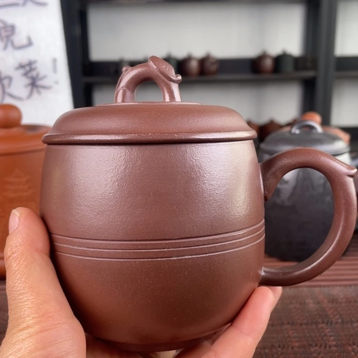 紫砂茶杯宜兴原矿紫砂盖杯微瑕