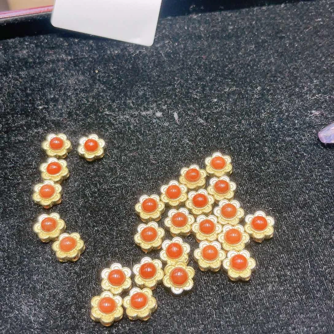 南红玛瑙珠宝半成品银S925镀金镶嵌168