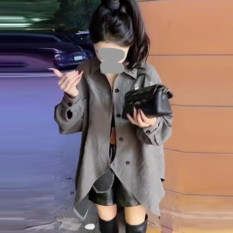 2025年夏季新款韩版时尚高级感衬衫女洋气短款休闲百搭设计感上衣