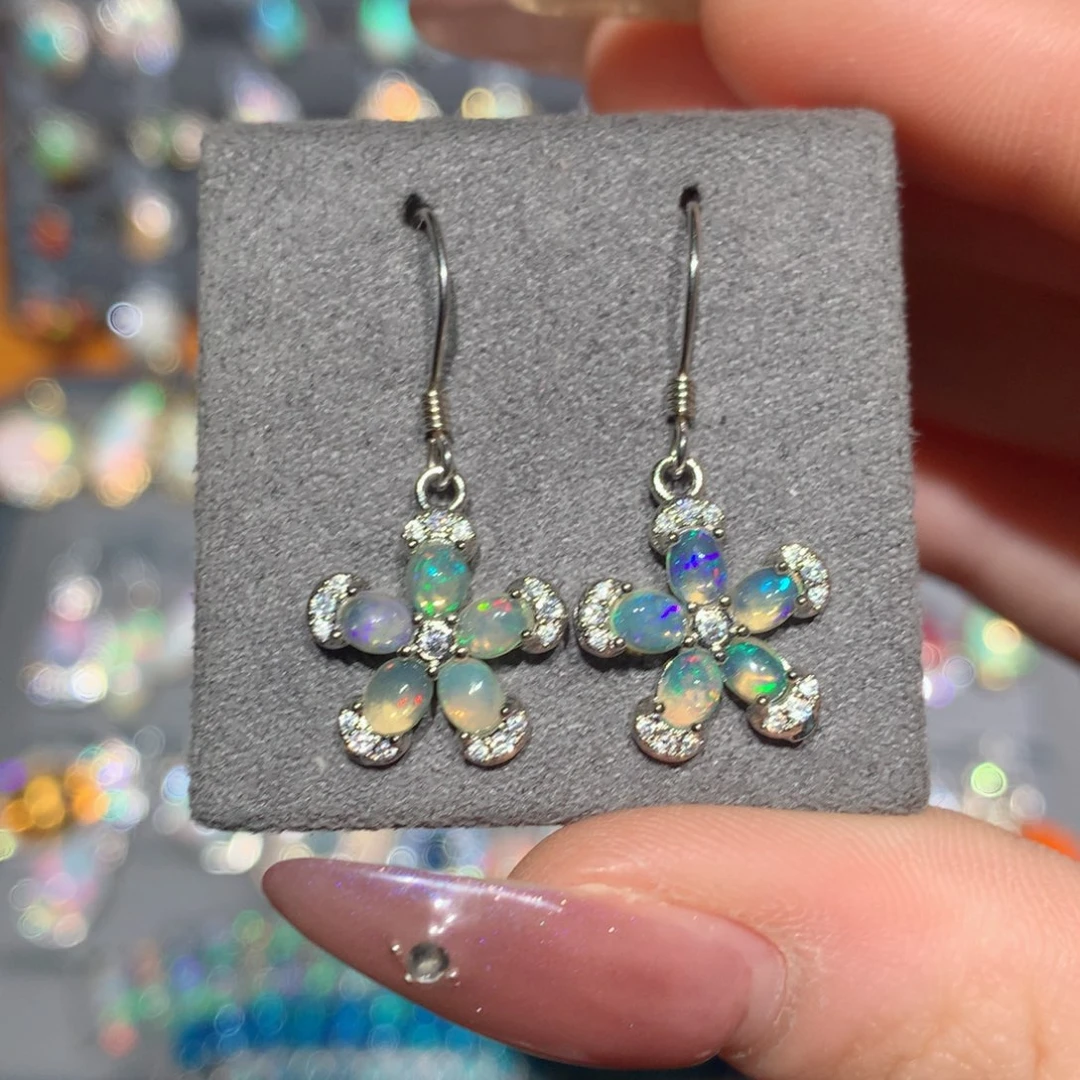 欧泊福利耳饰w银S925镶嵌