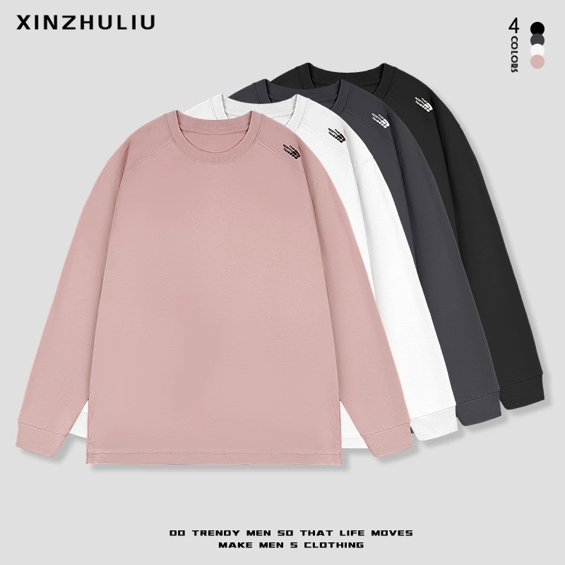 【春季纯色百搭圆领长袖T恤】百搭纯色插肩纯色T恤9167