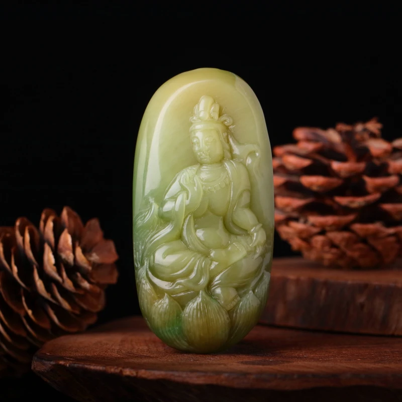 【泓贝珠宝-N913】和田玉黑羊洞观音吊坠