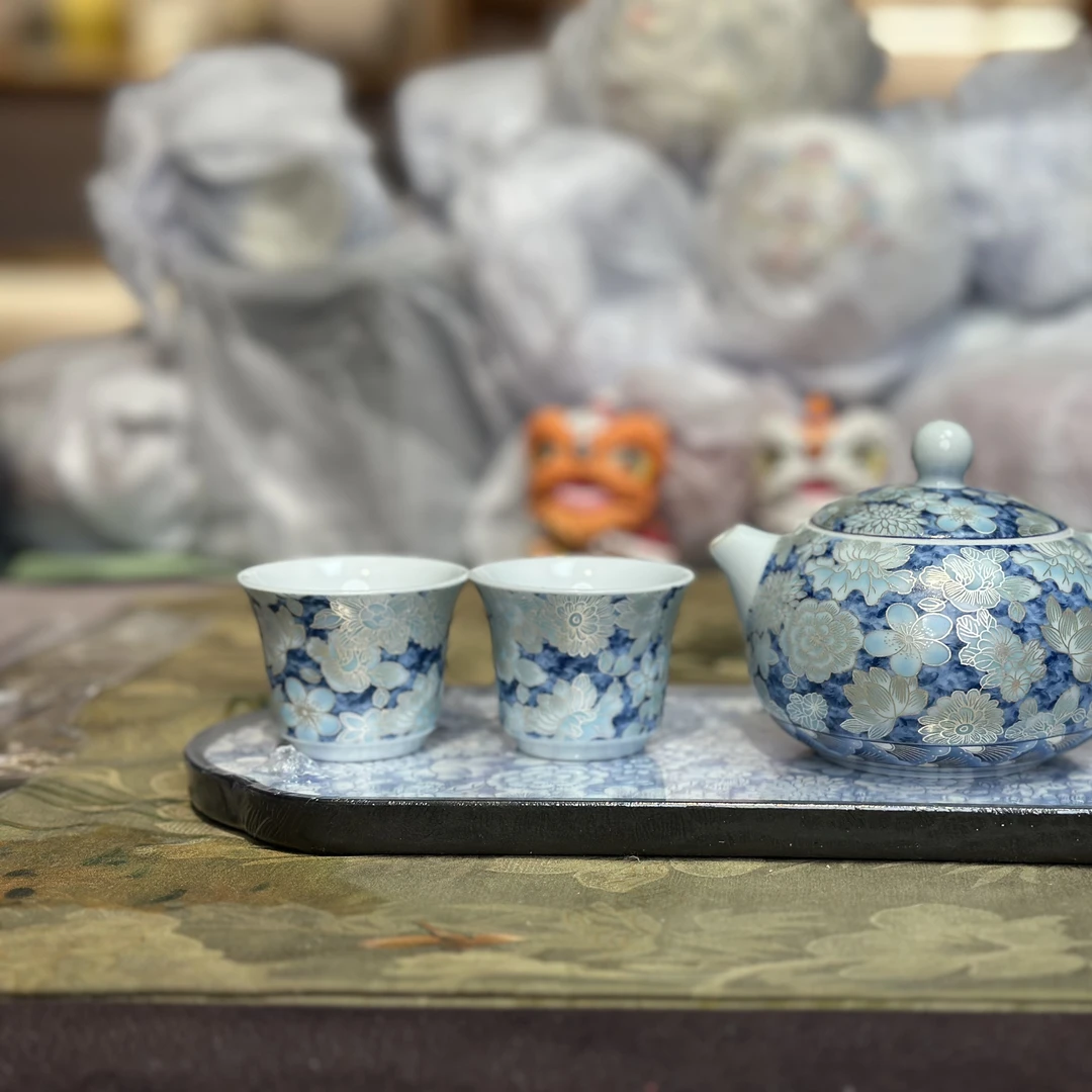 陶瓷青花西施壶一壶两杯茶具套装Z5438