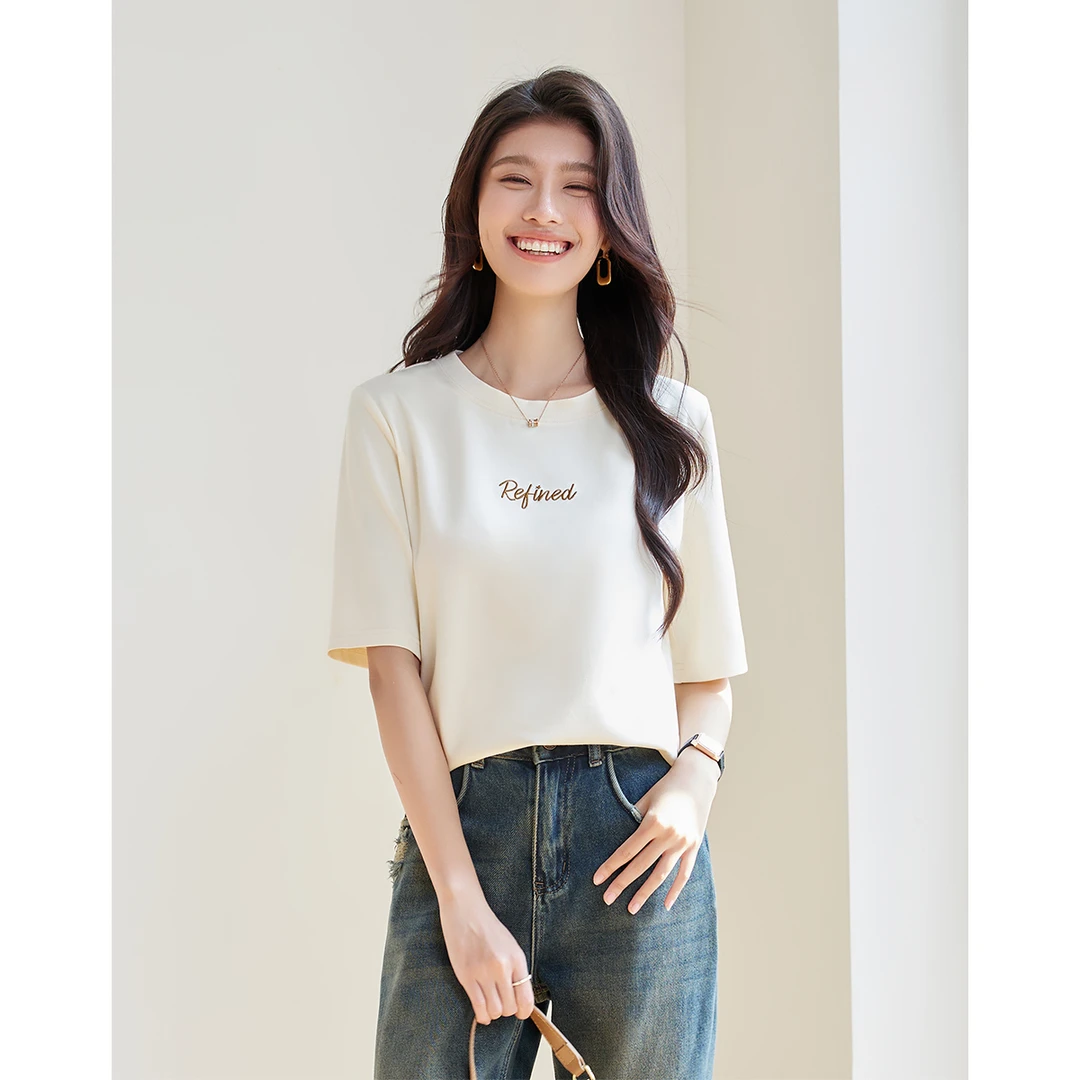 【籽言专属 】字母绣花针织T恤 AN24X2525