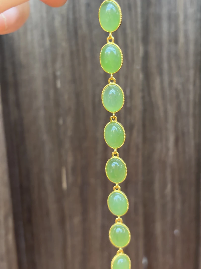 4668和田玉碧玉s925银镶嵌手链 多样性发其一