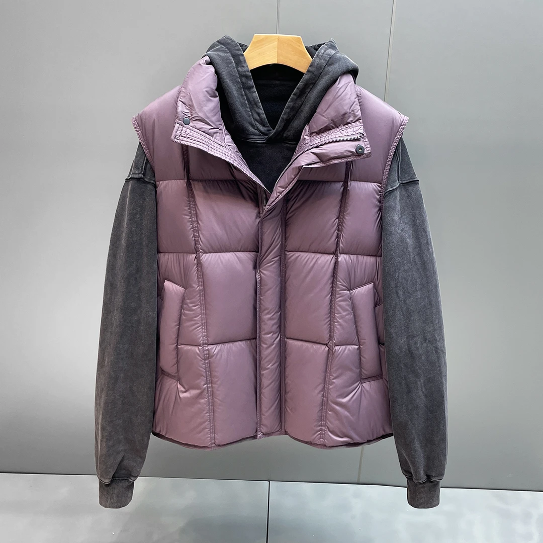 冬季新款男士白鸭绒泡芙面料羽绒马甲潮流设计简约宽松百搭背心男