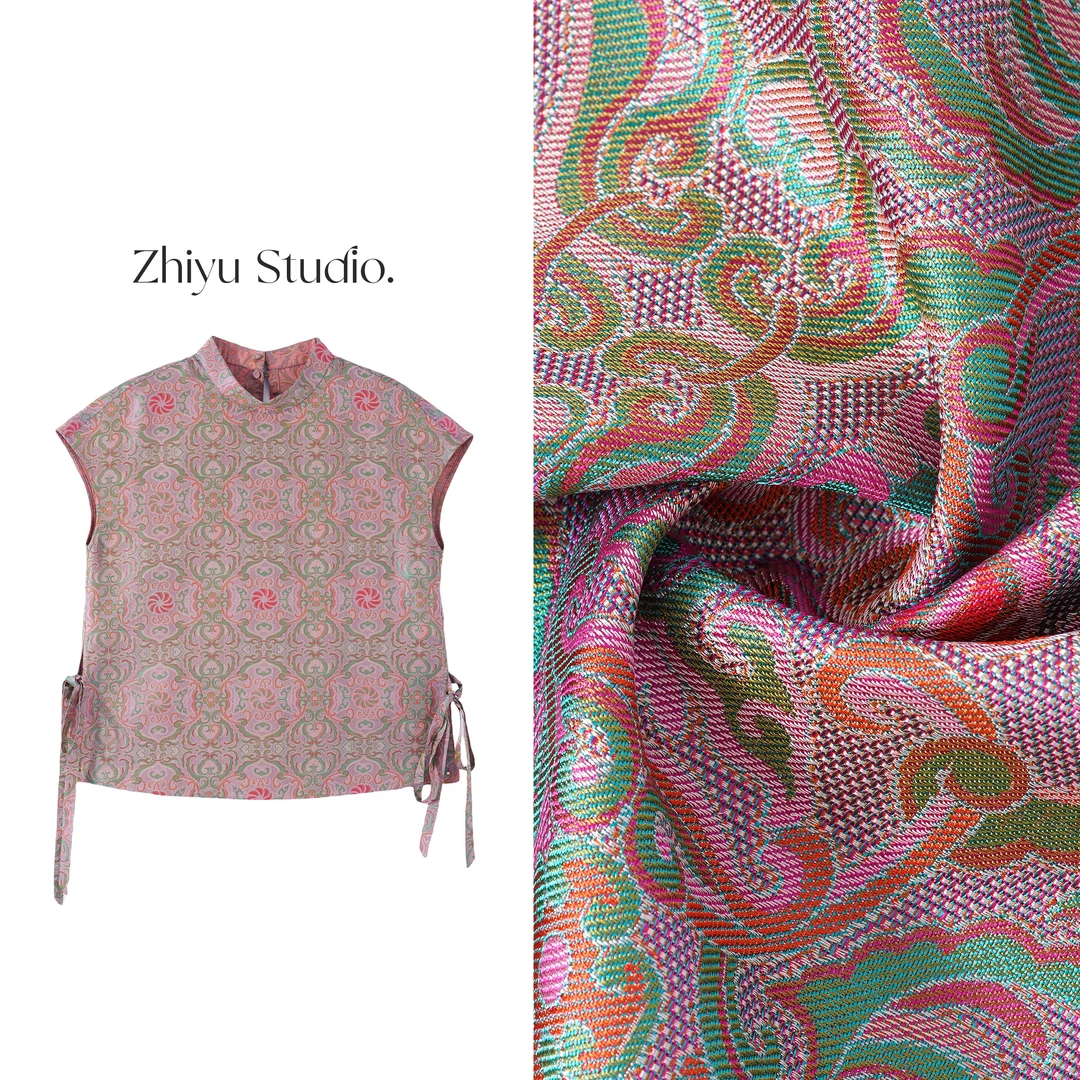 溯月-YZ259005新中式桑蚕丝蜀锦休闲上衣中国风国风气质女装