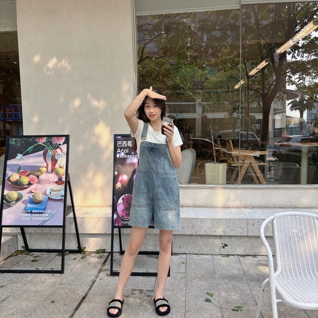 25年夏季新款软牛仔短裤薄款显瘦时尚百搭大码胖mm休闲连体裤女