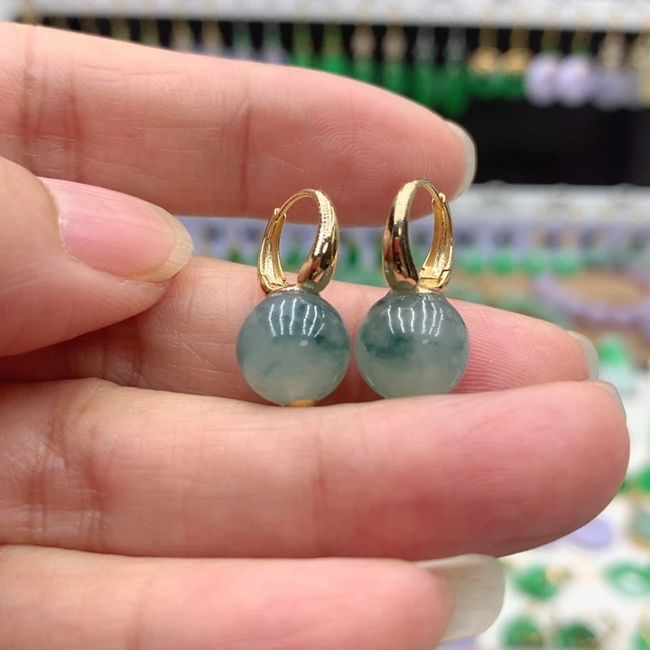 翡翠18K金镶嵌耳饰