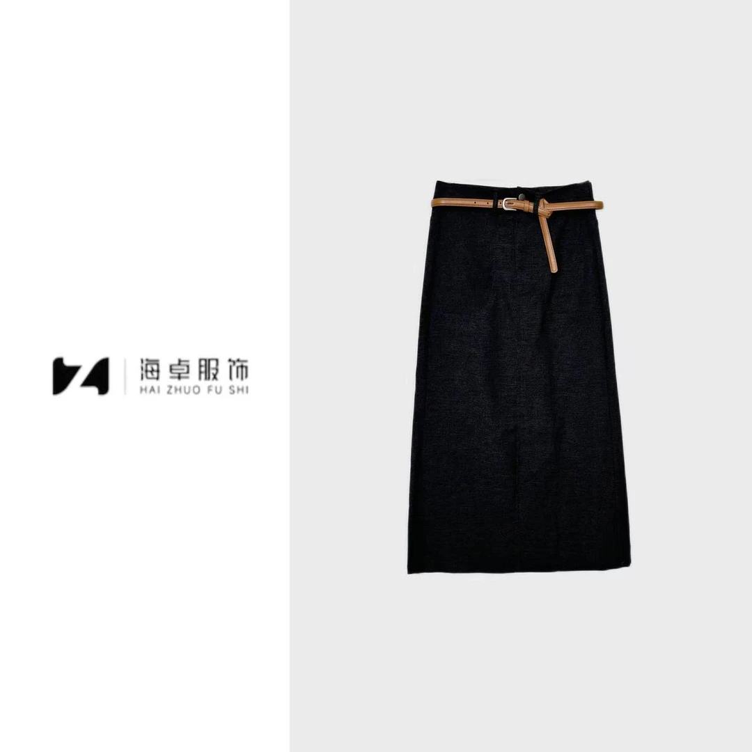 海卓～简约时髦直筒半身裙2025春夏设计感高腰开叉包臀一步裙1982