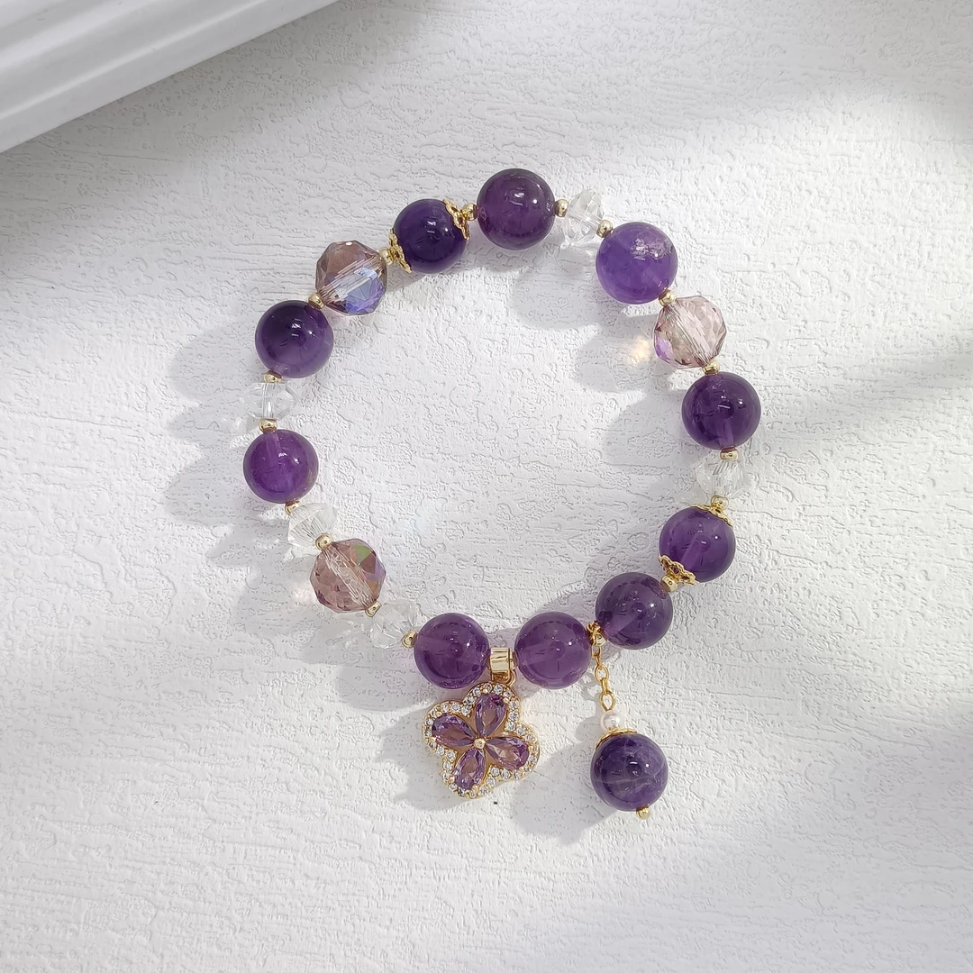 WLYX-002629【紫槿四幸】水晶淡水珍珠 国风女款手链