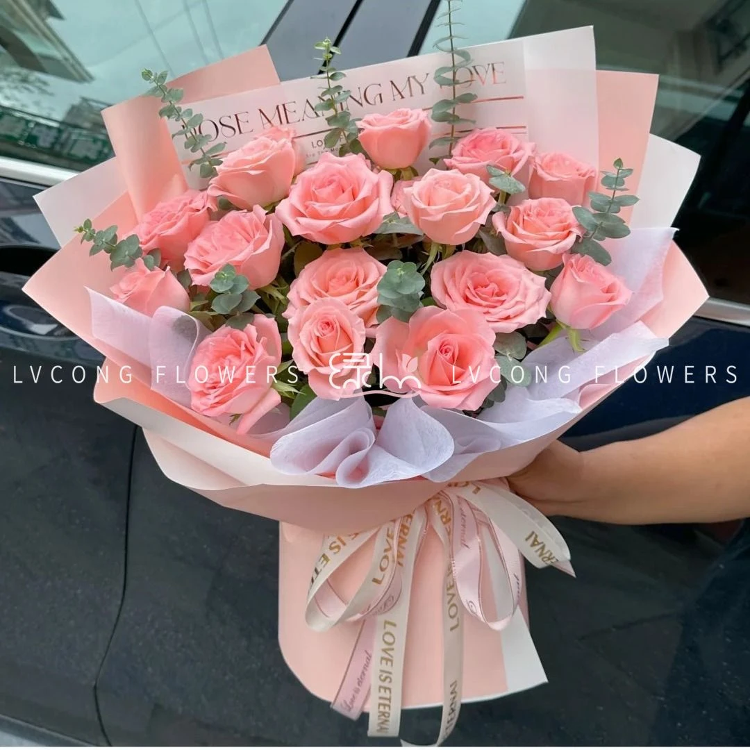 鲜花/玫瑰【浪漫少女】19朵粉玫瑰鲜花花束生日礼物告白礼物/送朋友送闺蜜送女友花店鲜花配送