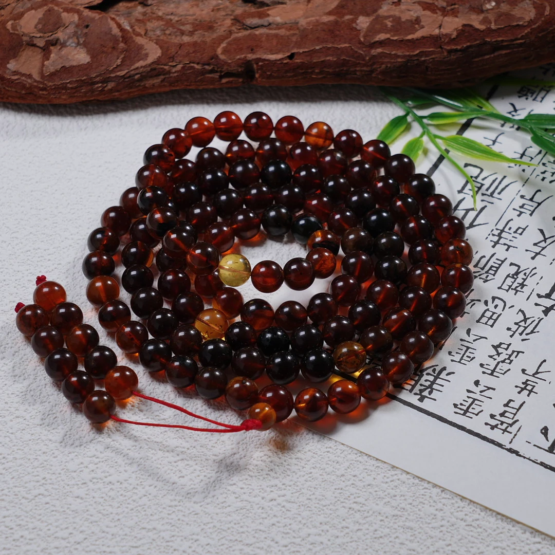 缅甸琥珀8m+108项链