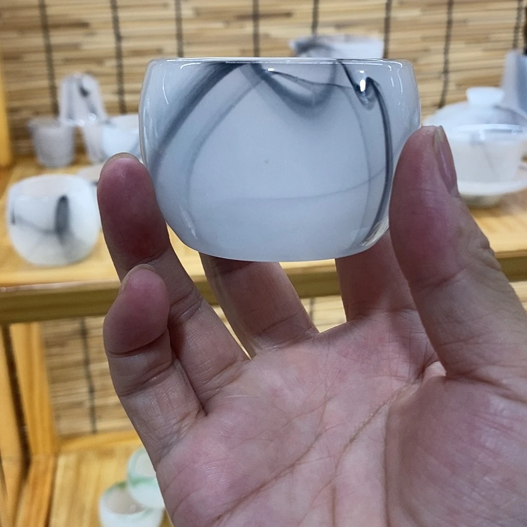 琉璃手工艺品水墨飘墨罗汉杯