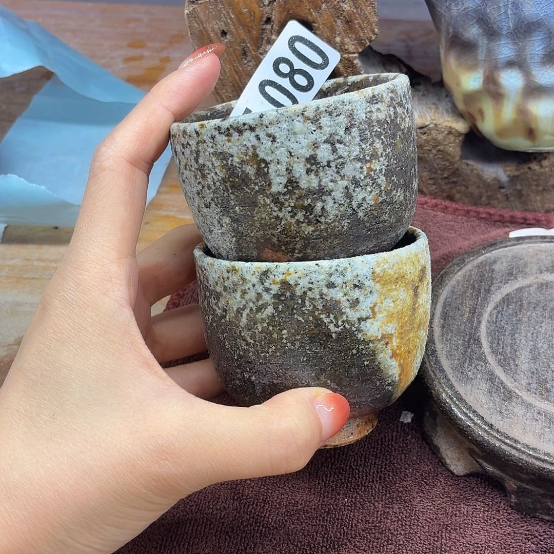 陶园柴烧，精品高货T080瑕一对