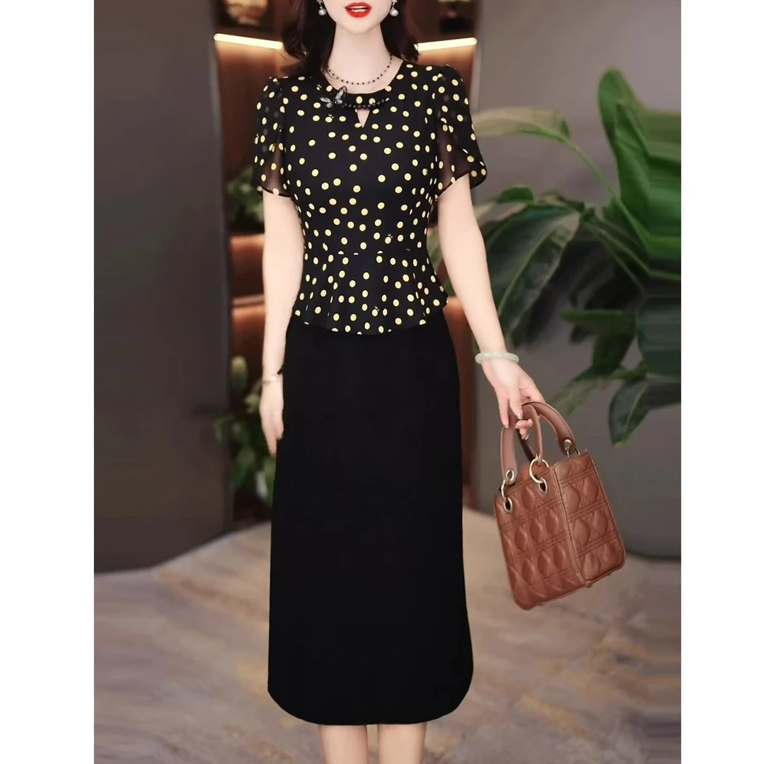 3695#连衣裙2025夏季新款女装时尚气质减龄显瘦遮肉洋气波点裙子