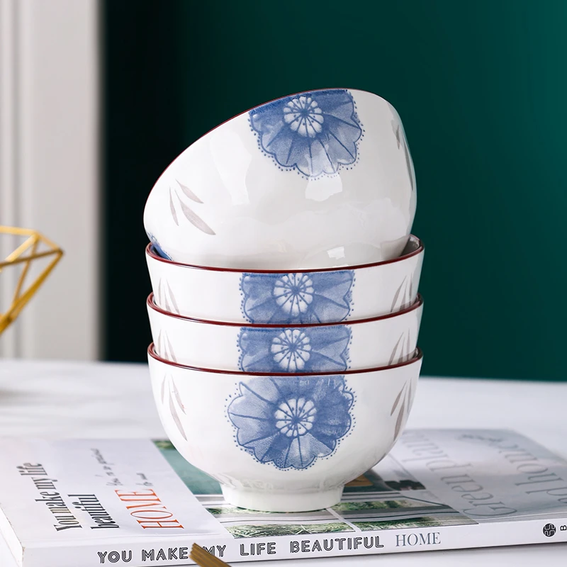 4.5英寸花语碗4只装釉下彩餐具