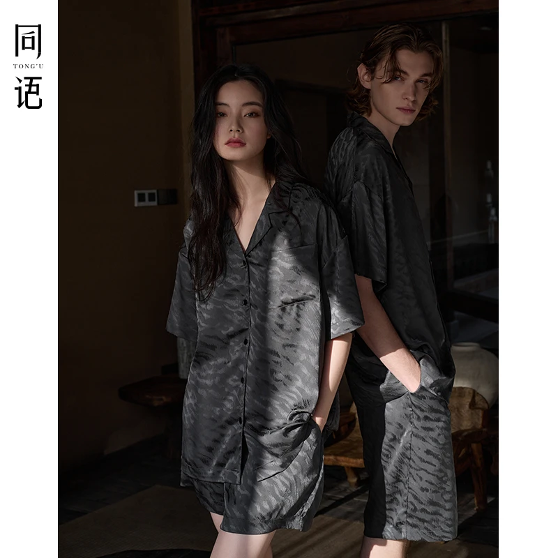 同语25年新款情侣睡衣夏季冰丝凉感短袖套装高级感夏天男女家居服