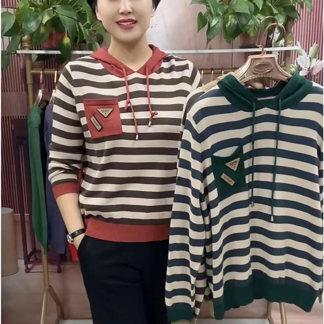 新款春秋气质针织衫舒适针织衫减龄潮流休闲宽松长袖百搭针织衫