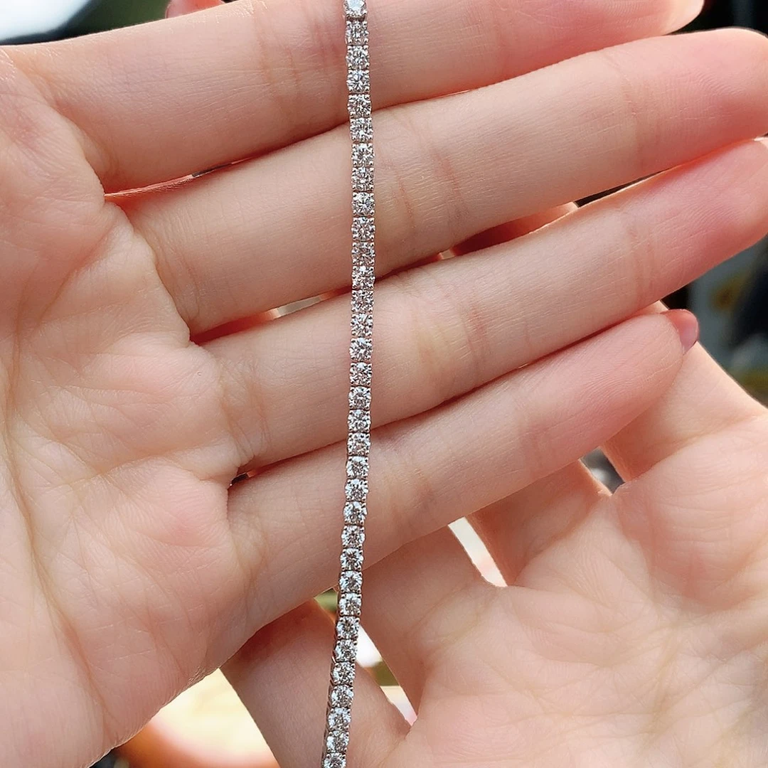 钻石颈饰18K金镶嵌18k金天然钻石手链