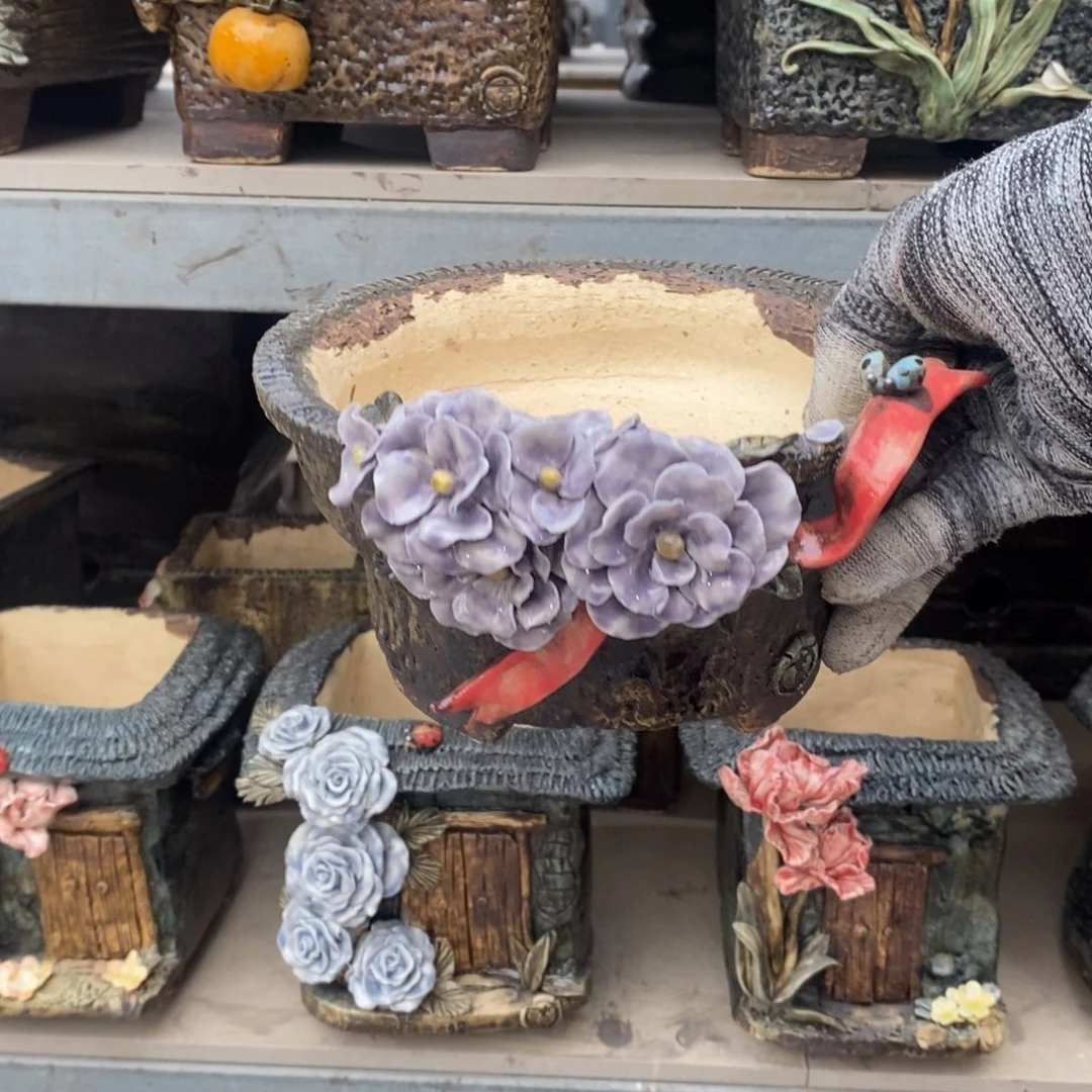 红陶青藤花器多肉花盆