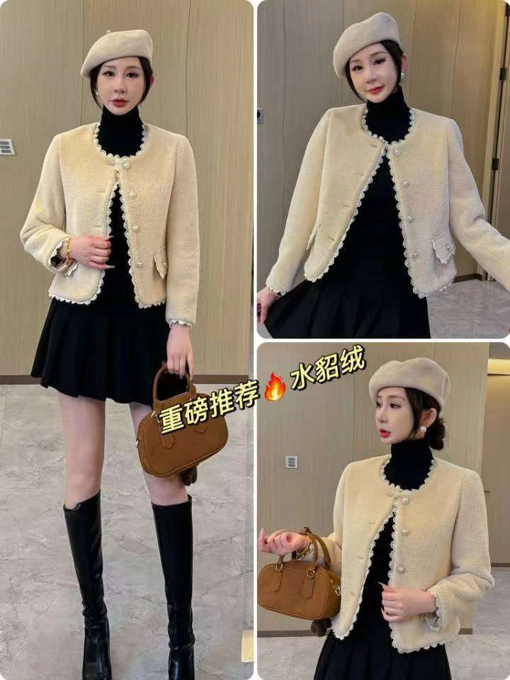 秋冬法式短款毛呢外套小香风气质网红百搭洋气流苏大衣轻奢