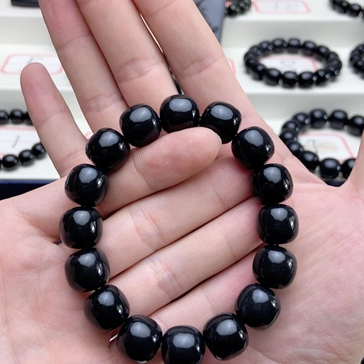 未镶嵌手链和田玉（墨玉）韦*卡14老型手串99+墨