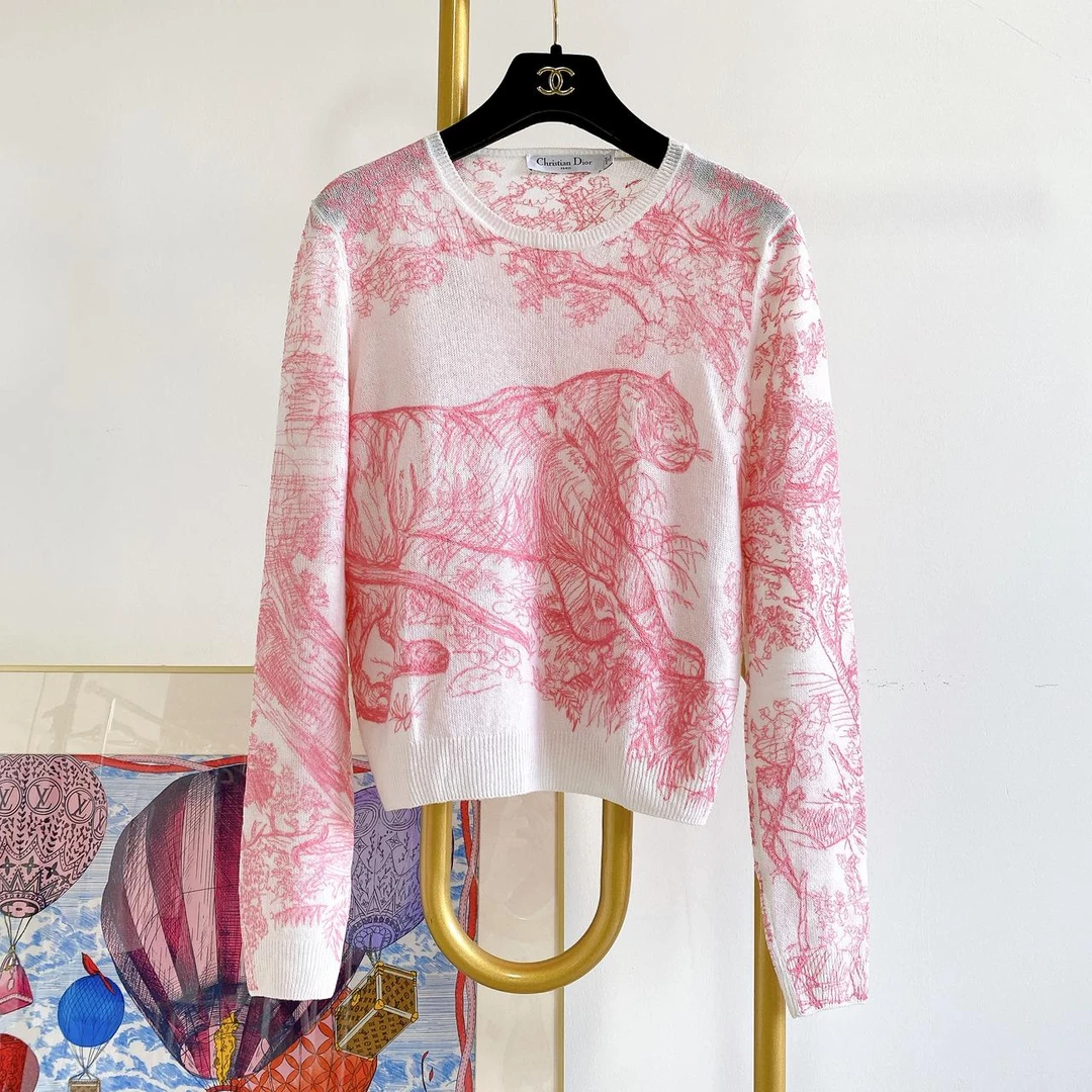 【DIOR】#迪奥 女士粉色老虎图案上衣