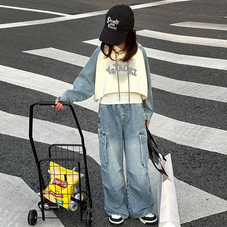 儿童套装2025美式休闲百搭阔腿春秋新款设计感两件套